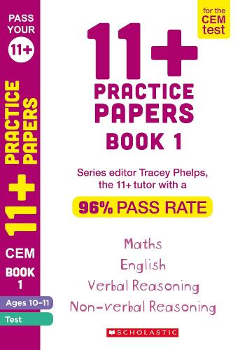 11+ Practice Papers for the CEM Test Ages 10-11 including: English, Verbal Reasoning, Maths and Non-Verbal Reasoning. By Tracey Phelps the tutor with a 96% pass rate.