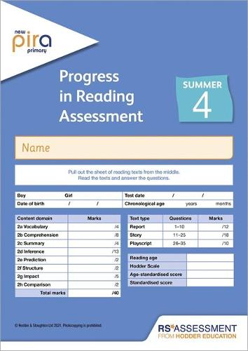 New PiRA Test 4, Summer PK10 (Progress in Reading Assessment)