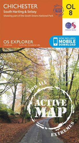 OS Explorer ACTIVE OL8 Chichester, South Harting & Selsey (OS Explorer Map Active)
