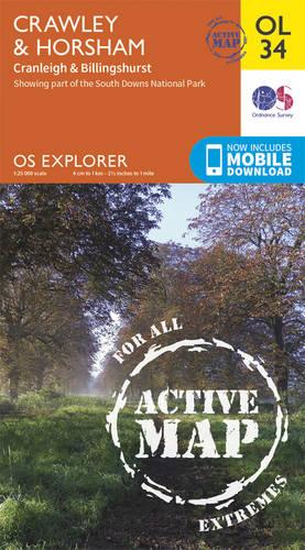 OS Explorer ACTIVE OL34 Crawley & Horsham (OS Explorer Map Active)