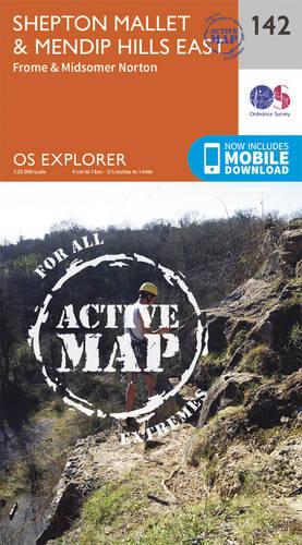OS Explorer Map Active (142) Shepton Mallet and Mendip Hills East (OS Explorer Active Map)