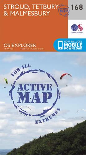 OS Explorer Map Active (168) Stroud, Tetbury and Malmesbury (OS Explorer Active Map)