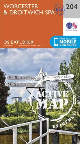 OS Explorer Map Active (204) Worcester and Droitwich Spa (OS Explorer Active Map)