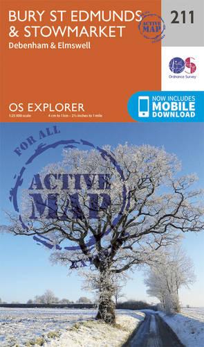 OS Explorer Map Active (211) Bury St.Edmunds and Stowmarket (OS Explorer Active Map)