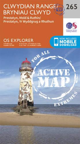 OS Explorer Map Active (265) Clwydian Range, Prestatyn, Mold and Ruthin (OS Explorer Active Map)