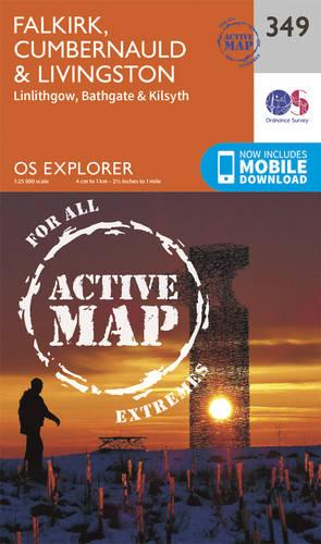 OS Explorer Map Active (349) Falkirk, Cumbernauld and Livingstone (OS Explorer Active Map)