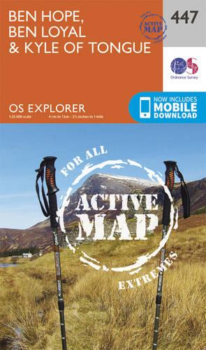 OS Explorer Map Active (447) Ben Hope, Ben Loyal and Kyle of Tongue (OS Explorer Active Map)