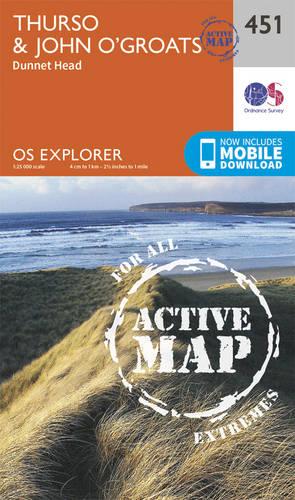 OS Explorer Map Active (451) Thurso and John O'Groats (OS Explorer Active Map)