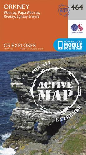 OS Explorer Map Active (464) Orkney - Westray, Papa Westray, Rousay, Egilsay and Wyre (OS Explorer Active Map)