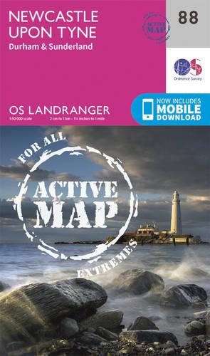 Landranger Active (88) Newcastle upon Tyne, Durham & Sunderland (OS Landranger Active Map)