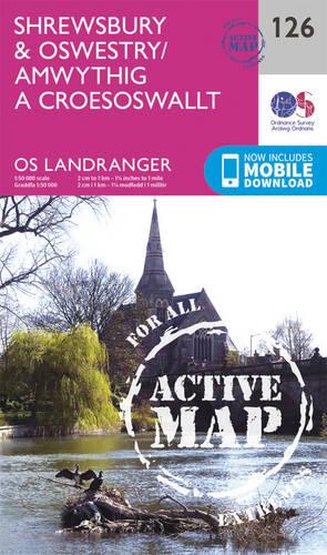 Landranger Active (126) Shrewsbury & Oswestry (OS Landranger Active Map)