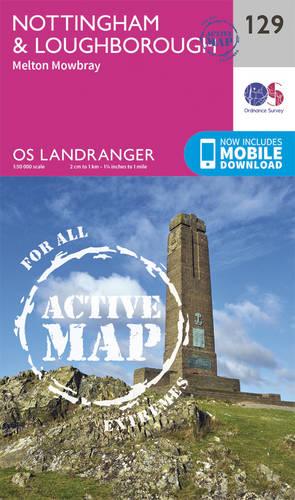 Landranger Active (129) Nottingham & Loughborough, Melton Mowbray (OS Landranger Active Map)