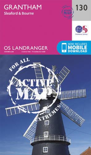 Landranger Active (130) Grantham, Sleaford & Bourne (OS Landranger Active Map)
