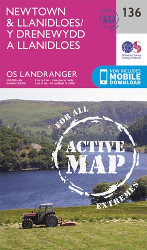Landranger Active (136) Newtown & Llanidloes (OS Landranger Active Map)