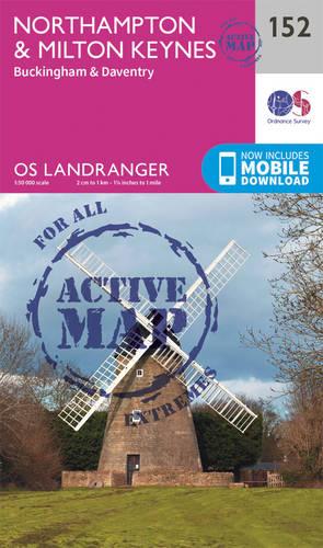 Landranger Active (152) Northampton, Milton Keynes,Buckingham & Daventry (OS Landranger Active Map)