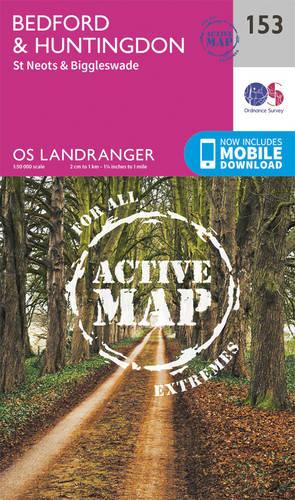 Landranger Active (153) Bedford, Huntingdon, St. Neots & Biggleswade (OS Landranger Active Map)