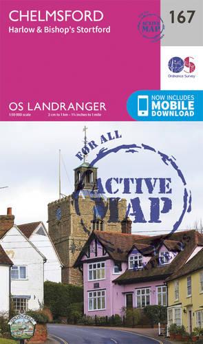 Landranger Active (167) Chelmsford, Harlow & Bishops Stortford (OS Landranger Active Map)