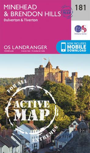 Landranger Active (181) Minehead & Brendon Hills, Dulverton & Tiverton (OS Landranger Active Map)