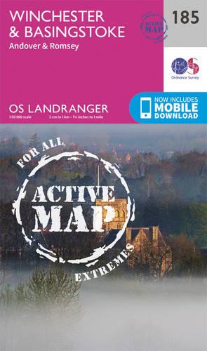 Landranger Active (185) Winchester & Basingstoke, Andover & Romsey (OS Landranger Active Map)