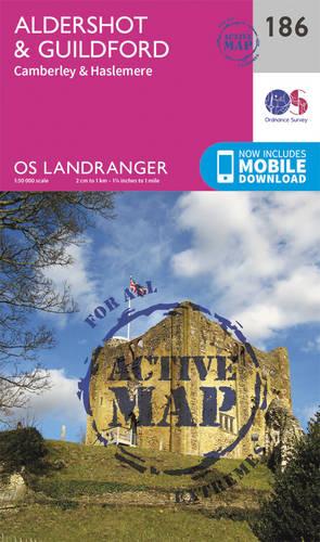 Landranger Active (186) Aldershot & Guildford, Camberley & Haslemere (OS Landranger Active Map)