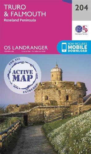 OS Landranger Active Map 204 Truro & Falmouth, Roseland Peninsula (OS Landranger Active Map)
