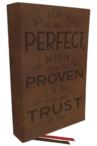 NKJV, Thinline Bible, Verse Art Cover Collection, Genuine Leather, Brown, Thumb Indexed, Red Letter, Comfort Print: Holy Bible, New King James Version