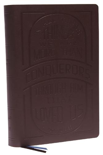 KJV, Giant Print Center-Column Reference Bible, Verse Art Cover Collection, Genuine Leather, Brown, Red Letter, Thumb Indexed, Comfort Print: Holy Bible, King James Version