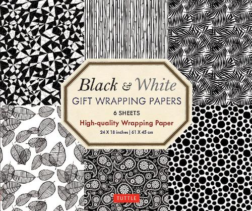 Black & White Gift Wrapping Papers - 6 sheets: 6 Sheets of High-Quality 18 x 24 inch Wrapping Paper