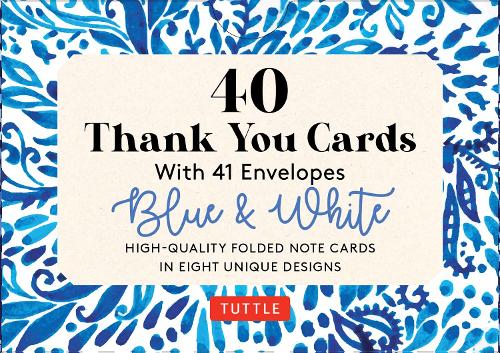 Blue & White 40 Thank You Cards with Envelopes: 40 Blank Cards in 8 Designs (5 cards each): 40 Blank Cards in 8 Designs (5 cards each) Folded Note Cards in Eight Unique Designs