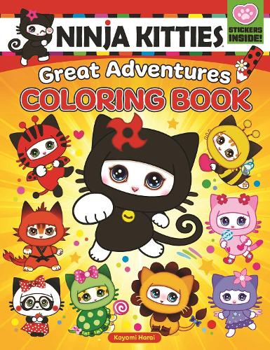 Ninja Kitties Great Adventures Coloring Book (Happy Fox Books) Bring Kitty Characters to Life with Color, from the Quiet & Creative Panda to the Athletic & Strong Dragon; 100 Amazing Bonus Stickers
